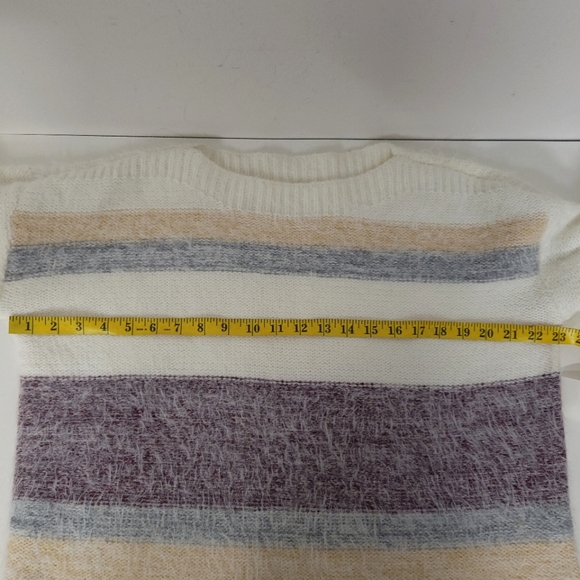 VENUS Women's Striped Eyelash Sweater - White Multi, size xs - Picture 12 of 12